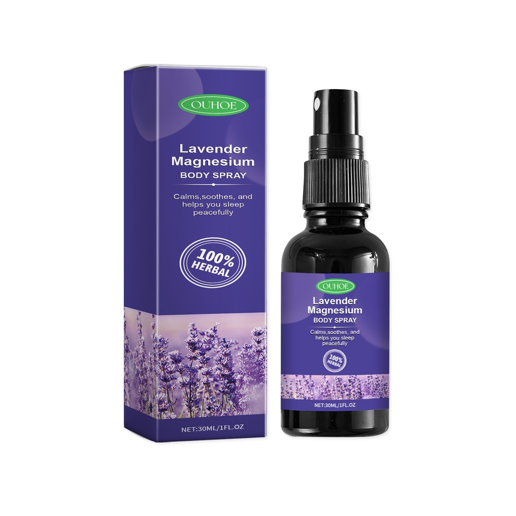 Xịt body lavender magnesium OUHOE, xịt cải thiện giấc ngủ dễ chịu cho tinh thần và cơ thể không ngủ được