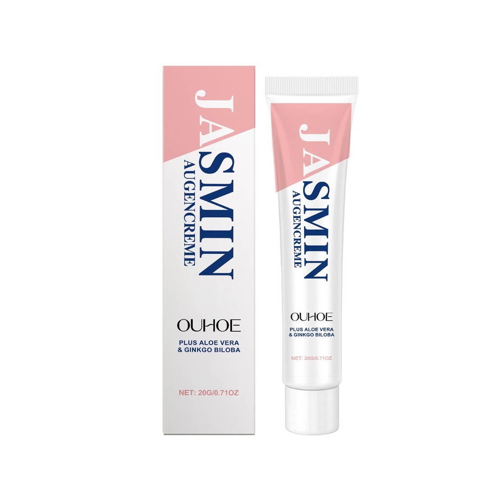 Kem mắt OUHOE Jasmine cung cấp độ ẩm và làm dịu vùng da quanh mắt, giúp giữ ẩm và dưỡng ẩm hàng ngày, mát xa với kem mắt