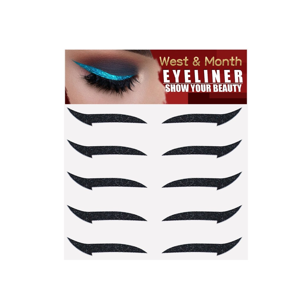 Những chiếc nhãn dán eyeliner West&Month, trang điểm mắt ánh bạc, miếng dán mắt đêm tiệc, miếng dán mắt hai mí ánh bạc.