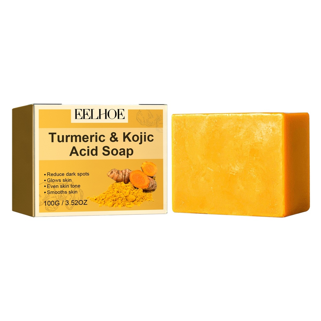 Xà phòng Nghệ & Acid Kojic EELHOE, Làm sạch nhẹ nhàng khuôn mặt, Làm mờ các đốm, Tăng cường tông màu da, Cung cấp độ ẩm và Giữ cho tông màu da đồng đều