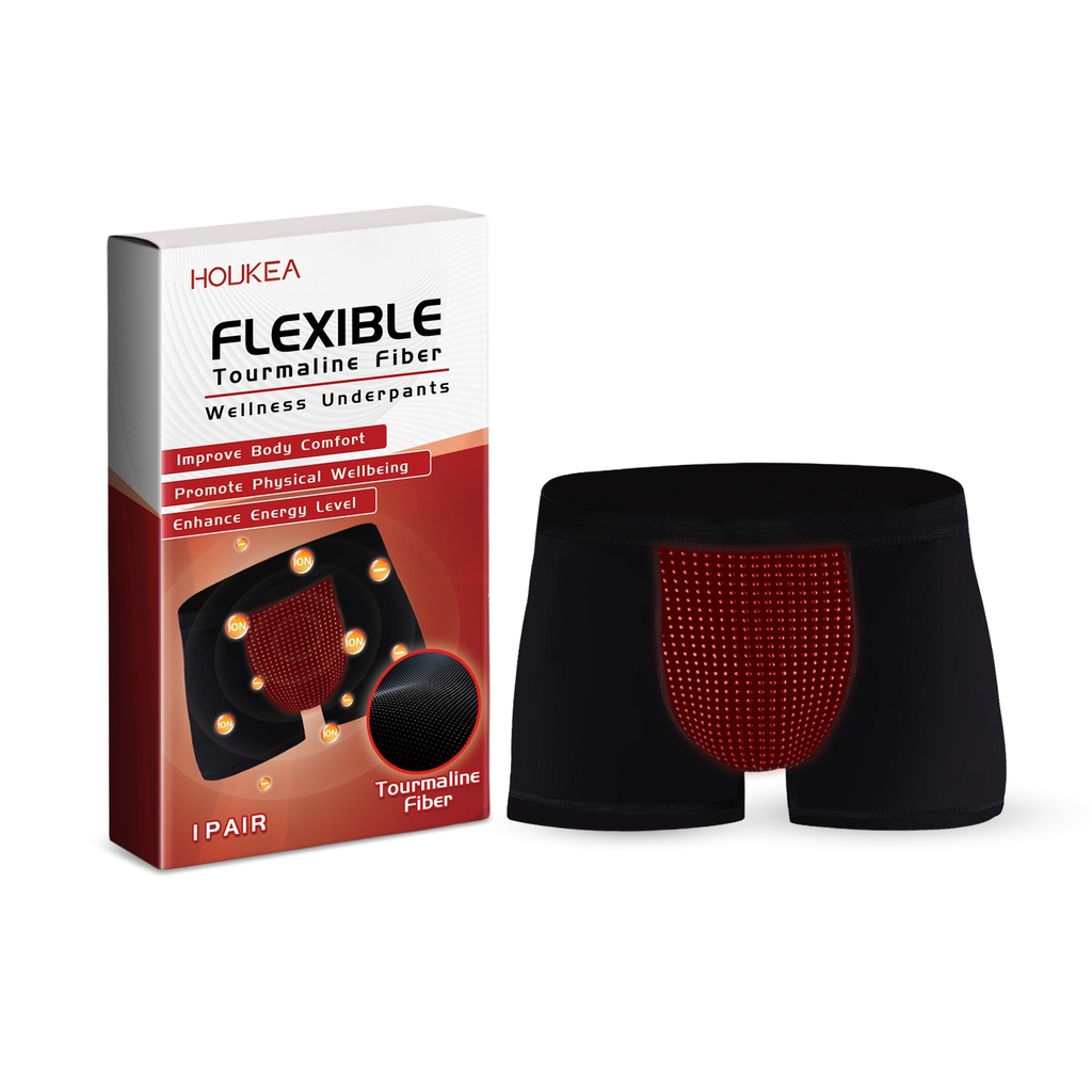 Quần lót chăm sóc sức khỏe bằng sợi tourmaline linh hoạt Houkea, vải co giãn cao, eo giữa thoáng khí, chống mài mòn, quần tập thể dục