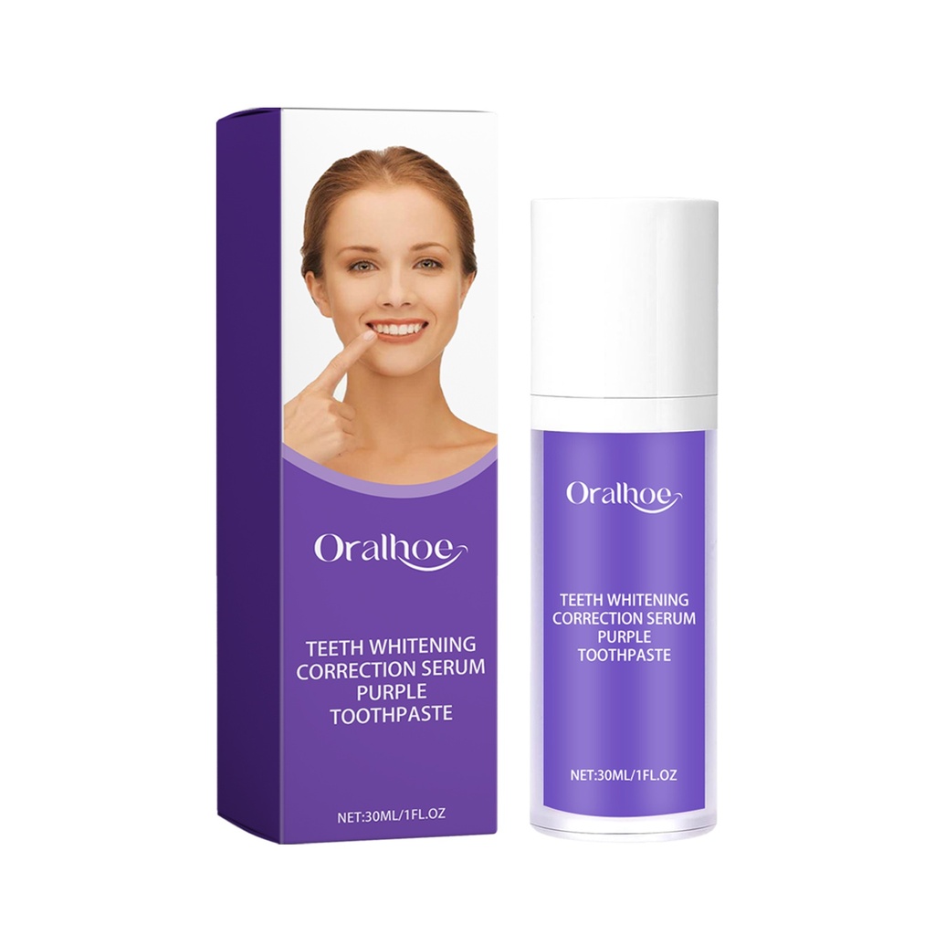 Sérum làm trắng răng Oralhoe, kem đánh răng tím, làm sạch vết ố răng, làm sáng trắng nhẹ nhàng, chăm sóc nướu và khử mùi cho hơi thở