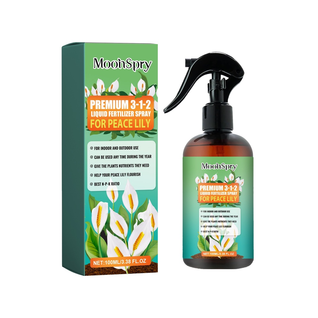Spray phân bón lỏng MoonSpry Premium 3-1-2 cho hoa loa kèn hòa bình, dinh dưỡng lỏng bổ sung cho hoa loa kèn trong nhà và ngoài trời