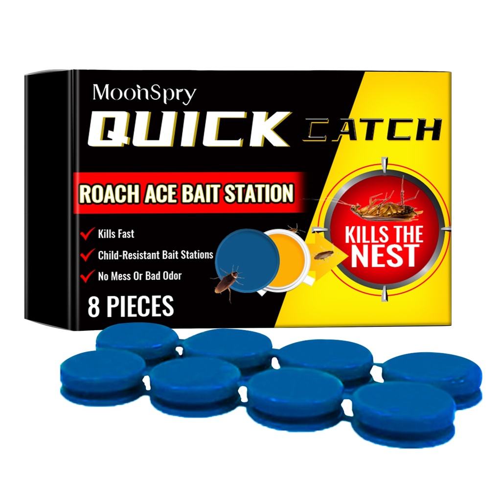 Trạm bait Roach Ace MoonSpry, bẫy bôi trơn diệt côn trùng chống gián, loại bỏ gián tại nhà, làm sạch tổ toàn bộ