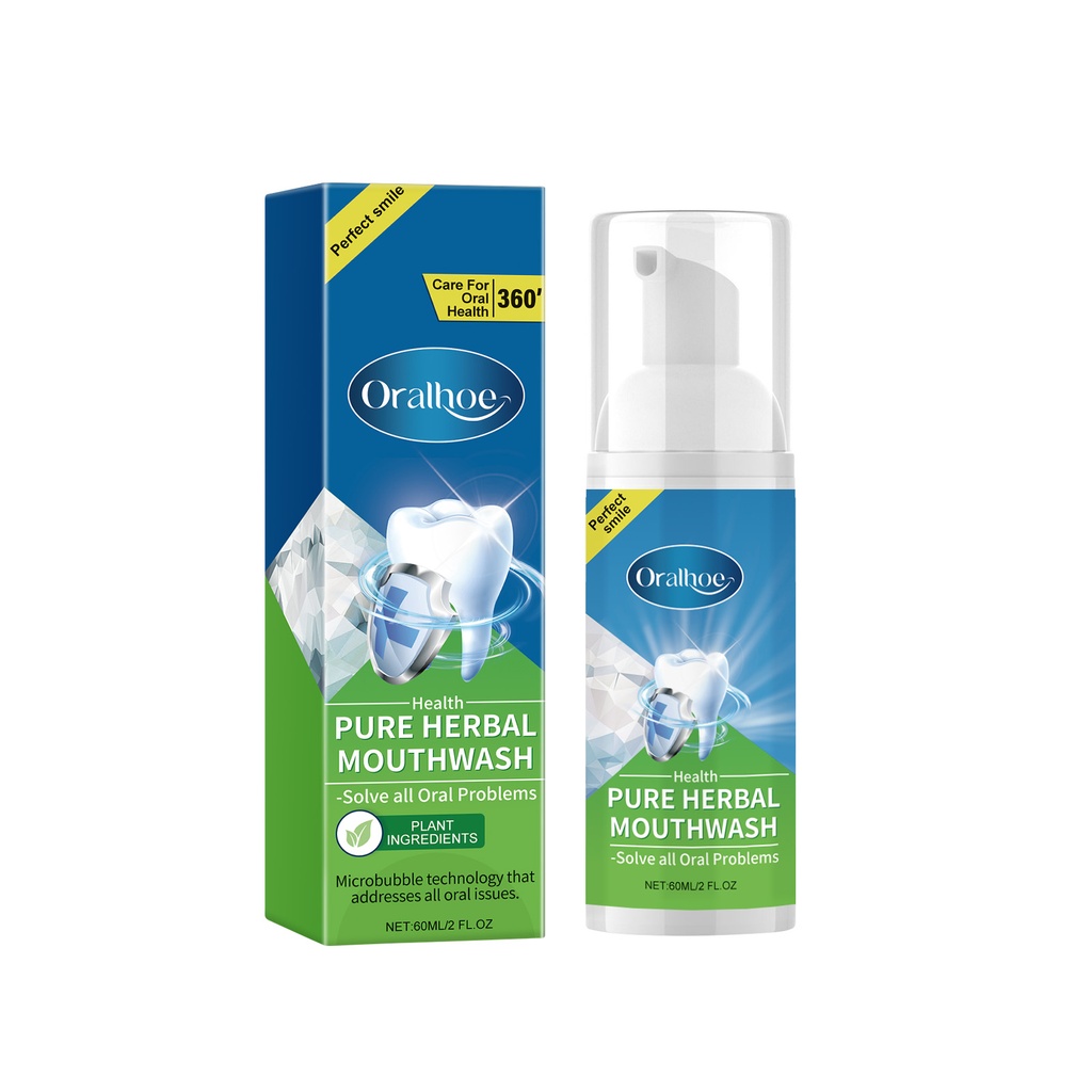 Oralhoe Pure Herbal Mouthwash, nước súc miệng thảo dược tinh khiết, làm sạch răng, khử mùi, răng ố vàng, vết ố, tartar, chăm sóc răng miệng