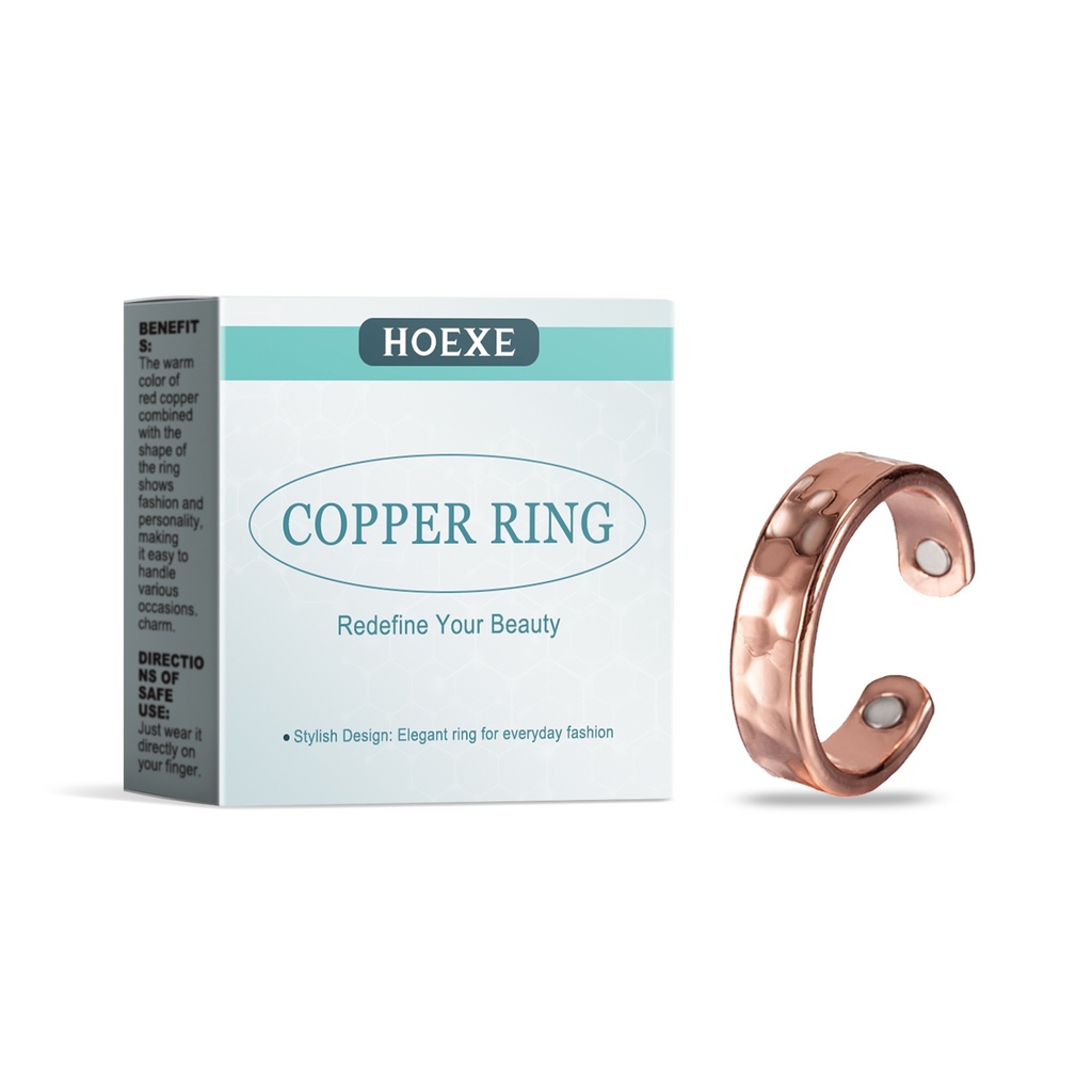 Nhẫn sóng đồng đỏ Hoexe, phụ kiện thời trang đẹp, xu hướng độc đáo, thiết kế đơn giản, nhẫn trang trí mọi diện