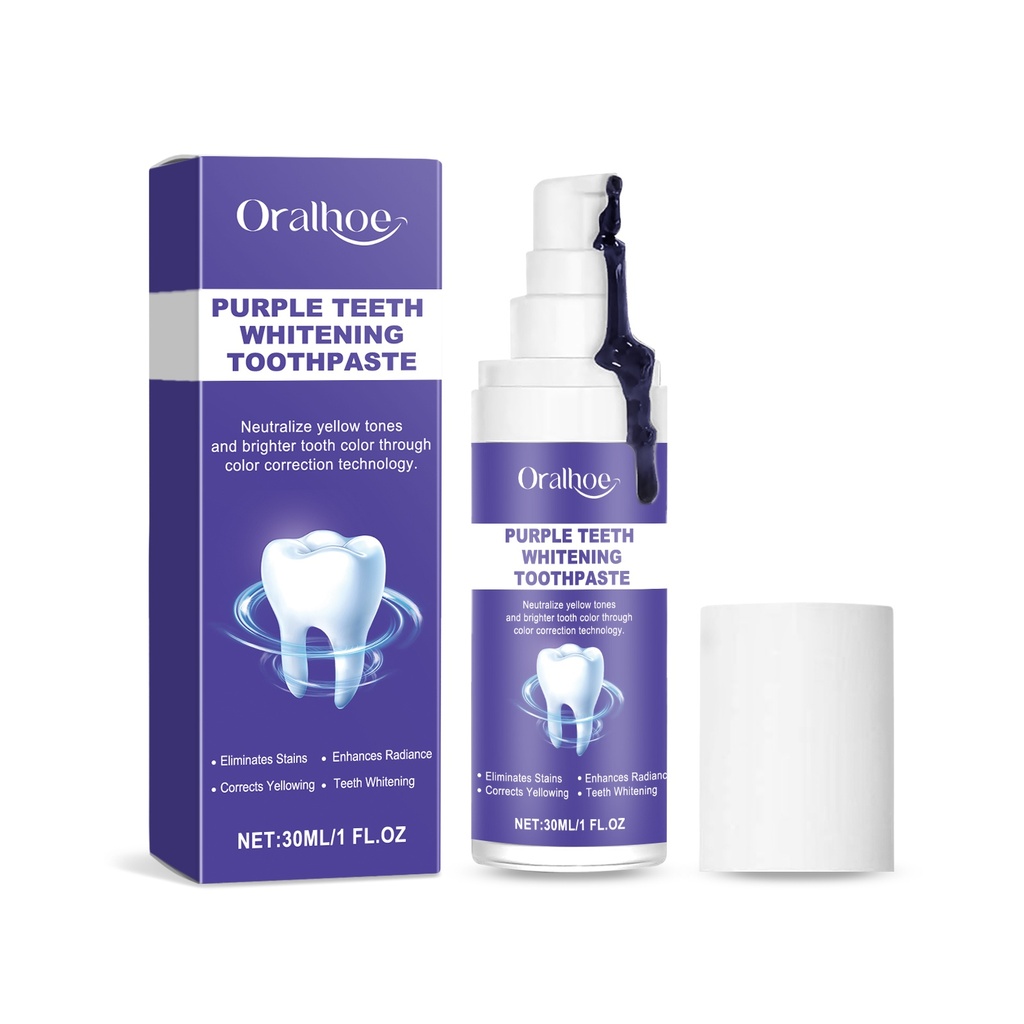 Kem đánh răng Oralhoe Purple Brightening, làm trắng, loại bỏ vết bẩn, cải thiện răng ố vàng, làm sạch nhẹ nhàng
