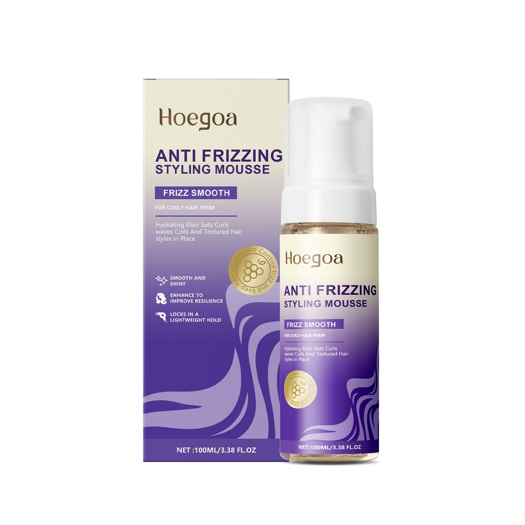 Mousse tạo kiểu và làm phồng Hoegoa Curls, ánh sáng tự tin, mềm mại và đàn hồi