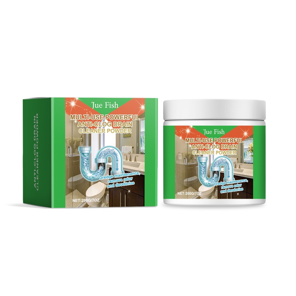 Bột làm sạch ống Jue-Fish, dọn dẹp cống thải, làm sạch chất tắc nghẽn dầu mỡ và tóc