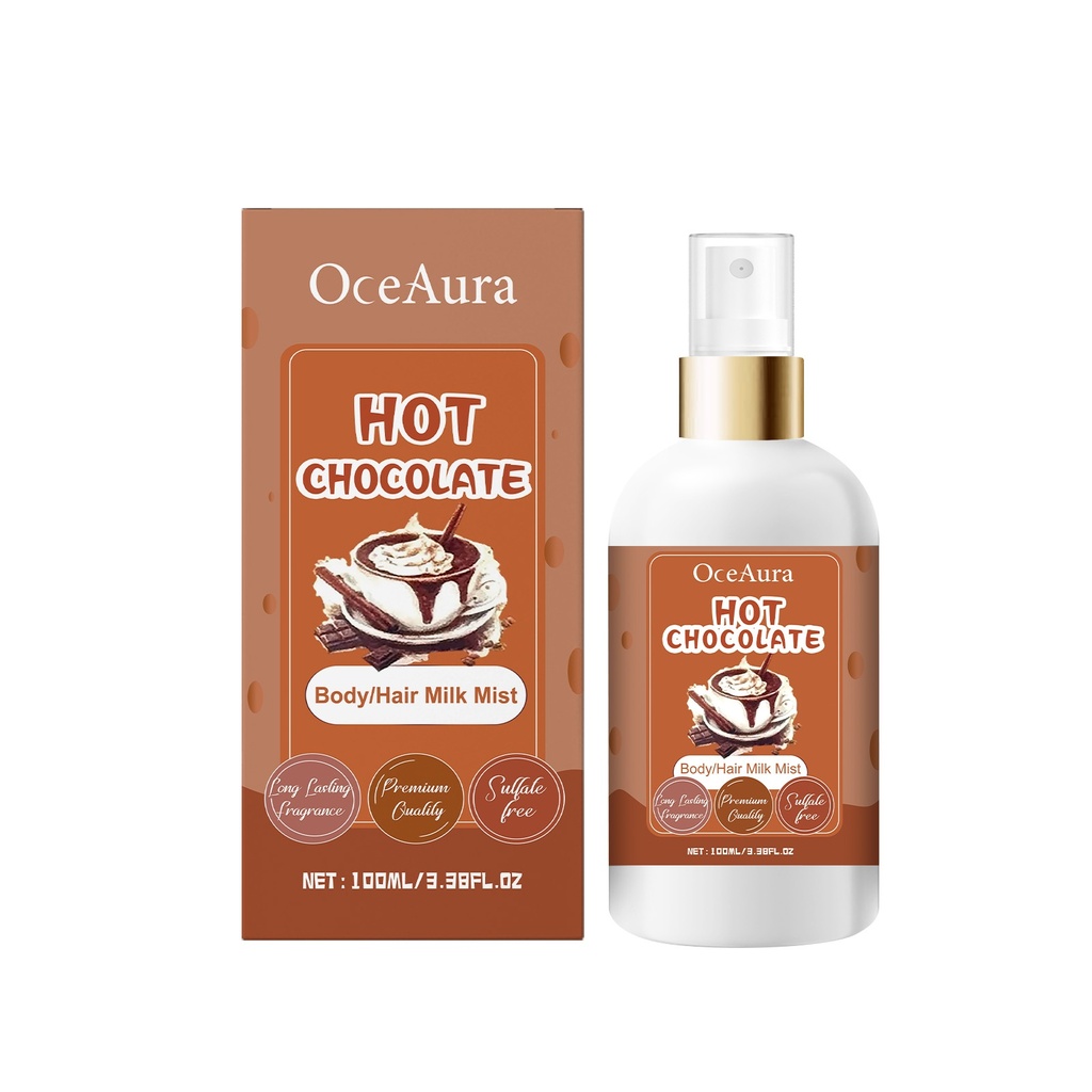 Xịt dưỡng ẩm cơ thể OceAura Hot Chocolate, Cung cấp độ ẩm toàn thân, Tươi mát và không dính, Da mịn màng và mềm mại