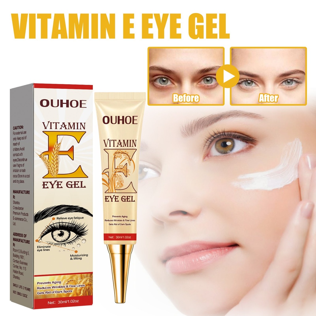 OUHOE Kem Mắt Vitamin E, Giảm Quầng Thâm, Giúp Da Mắt Săn Chắc và Cung Cấp Độ Ẩm
