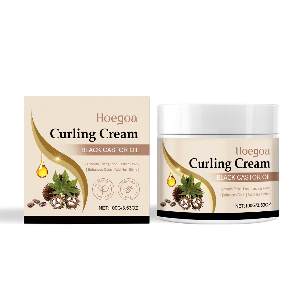 Kem uốn tóc dầu thầu dầu Hoegoa giữ độ bóng và tạo kiểu tóc xoăn tự nhiên, là liệu pháp làm đẹp tóc tự nhiên