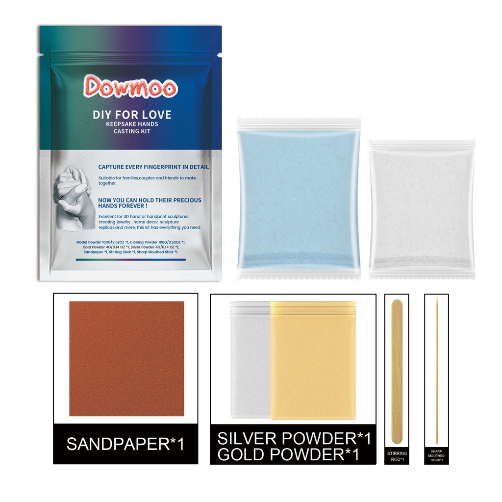 Bộ dụng cụ đúc tay kỷ niệm DOWMOO Diy For Love, quà tặng lễ hội tự làm, thạch cao đất sét có niêm phong tay