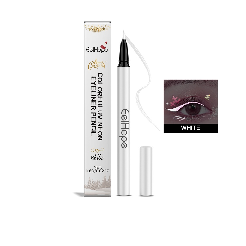 Eelhope Eyeliner Lỏng Neon UV Halloween 8 Màu (Trắng) Nhanh Khô, Lâu Bền Và Không Bị Lem