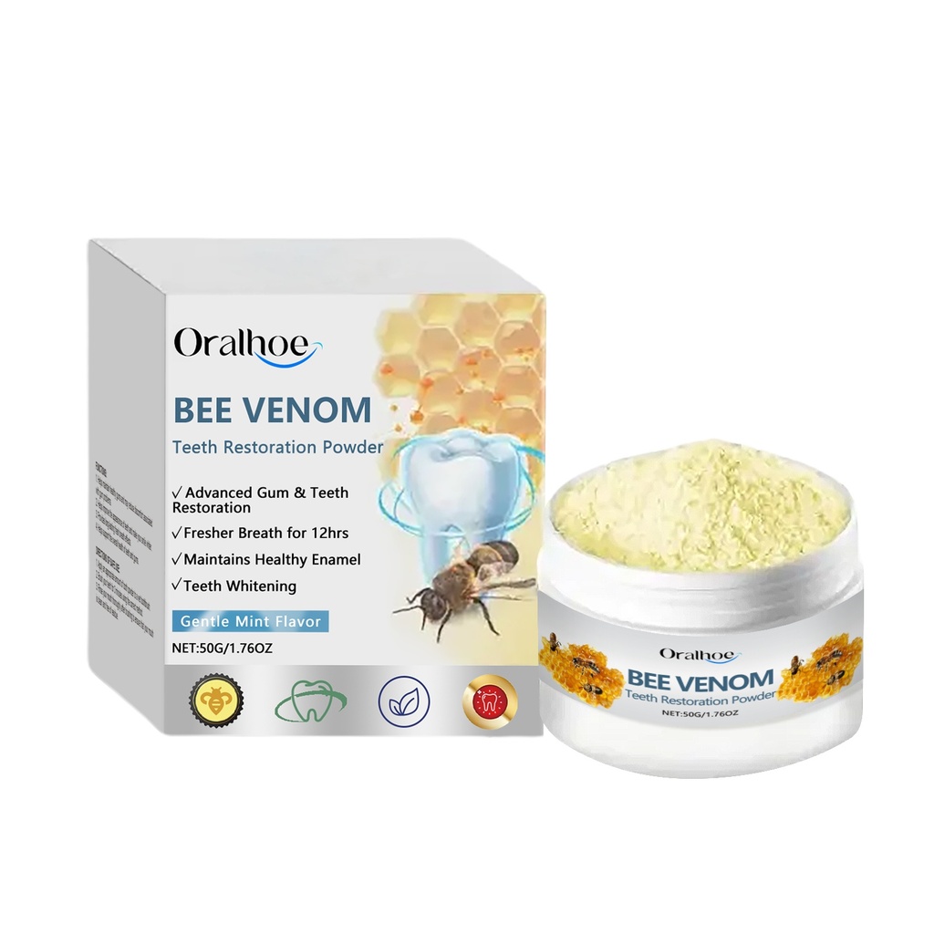 Bột Đánh Răng Oralhoe Bee Venom Chăm Sóc Nướu Hơi Thở Tươi Mát Răng Sạch Thành Phần Nhẹ Chăm Sóc Miệng