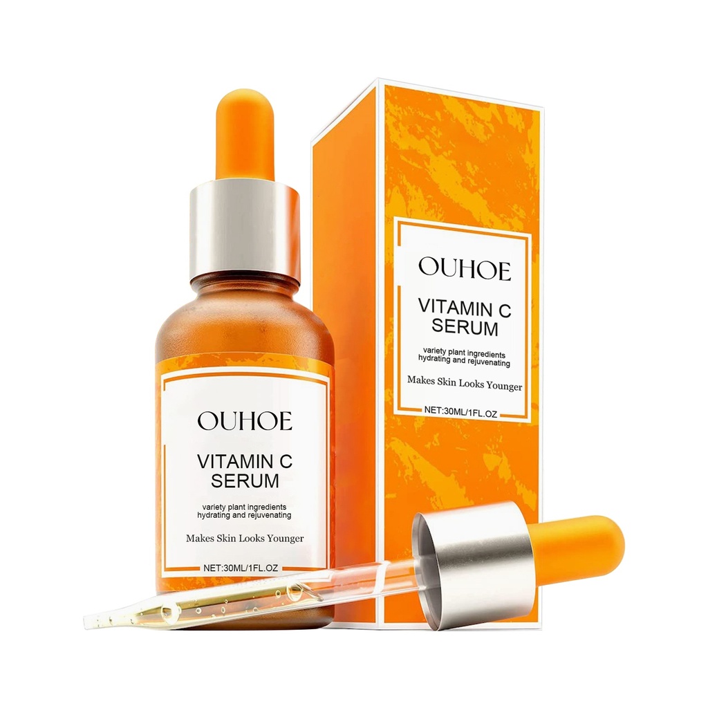 Serum Vitamin C OUHOE, làm sáng nếp nhăn và làm săn chắc da mặt, serum chống lão hóa.