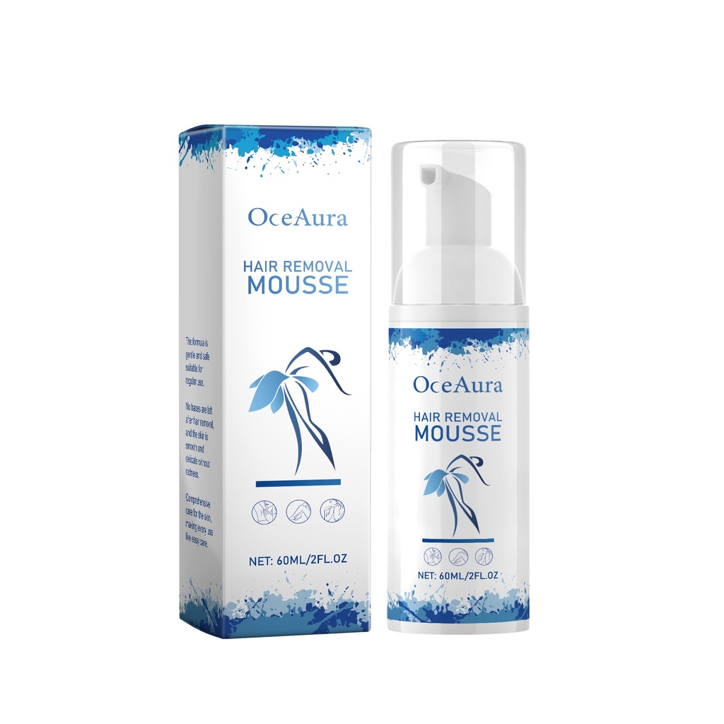 Mousse tẩy lông OceAura nhẹ nhàng cung cấp độ ẩm và làm mềm mịn da ở nách, tay và chân.