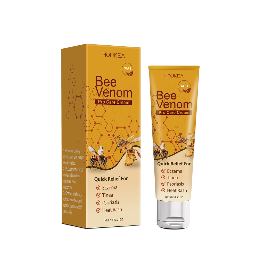 Kem chăm sóc da từ nọc ong Houkea giúp dưỡng ẩm và làm dịu làn da khô bằng cách ứng dụng linh hoạt.