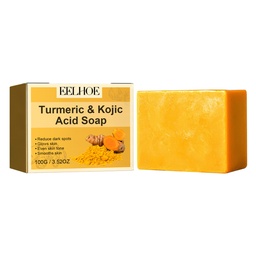 Xà phòng Nghệ & Acid Kojic EELHOE, Làm sạch nhẹ nhàng khuôn mặt, Làm mờ các đốm, Tăng cường tông màu da, Cung cấp độ ẩm và Giữ cho tông màu da đồng đều